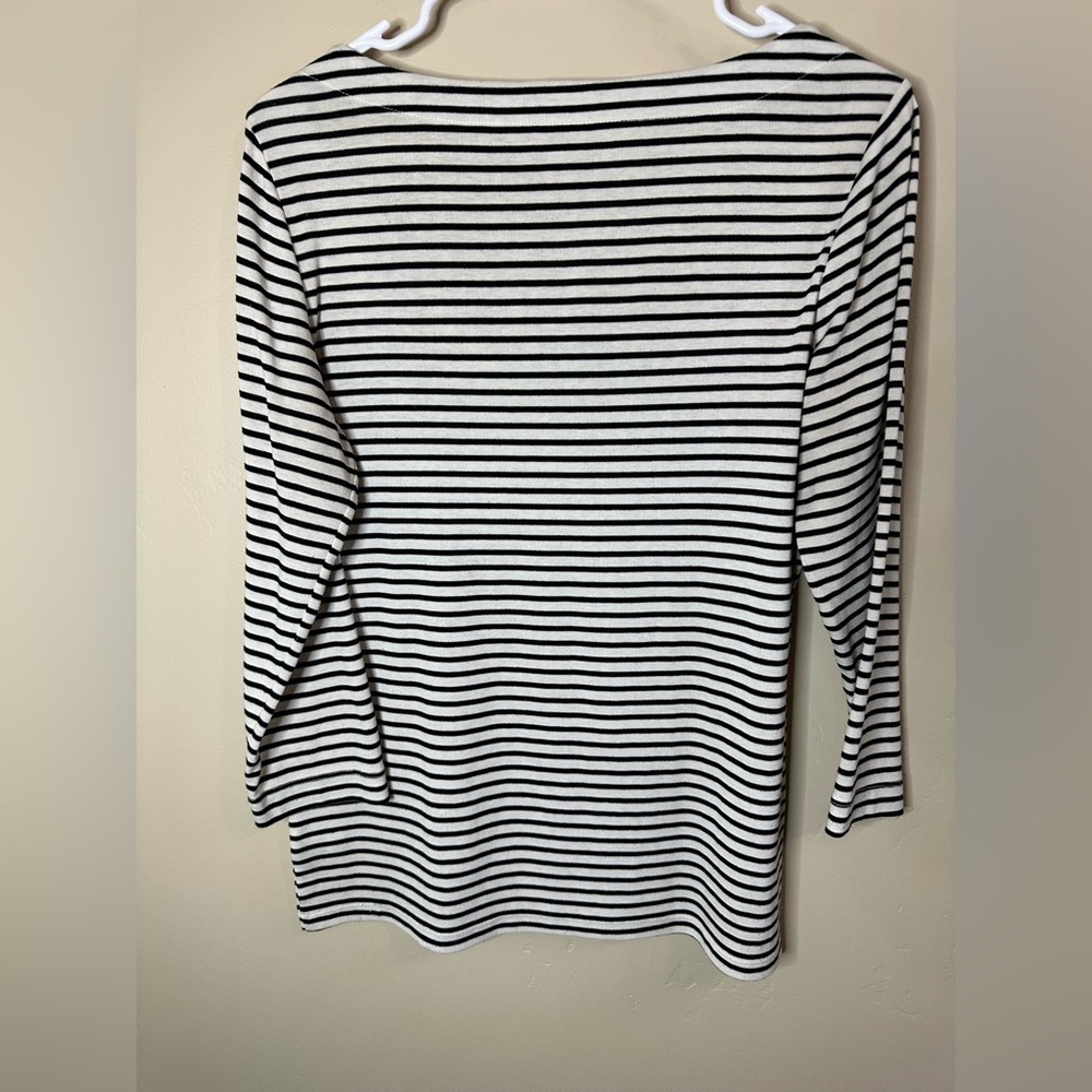 The Limited SMALL Black & White Striped Boatneck Long Sleeve Top - P2P 22” 5/$25 - Picture 4 of 5